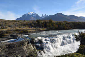 Torres Del Paine Cascading Waterfall Wallpaper