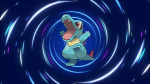 Totodile In Blue Vortex Wallpaper