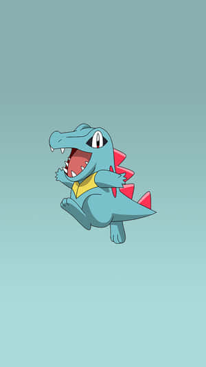 Totodile In Teal Gradient Backgorund Wallpaper