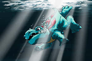 Totodile Swimming In Body Of Water Wallpaper