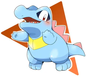 Totodile With Orange Triangle Graphic Wallpaper