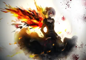 Touka Kirishima Fire Anime Wallpaper