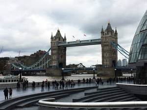 Tourists In Tower Bridge London Wallpaper