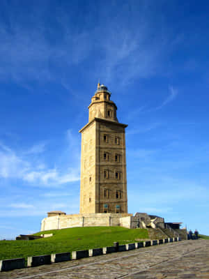 Tower Of Hercules With Beautiful Blue Sky Phone Wallpaper