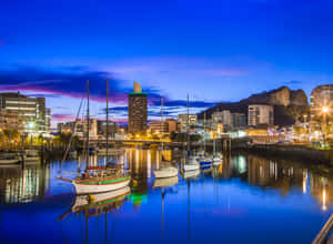 Townsville Marina Twilight Scenery Wallpaper