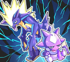 Toxel And Toxtricity Blue Aesthetic Desktop Wallpaper