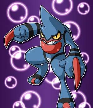 Toxicroak With Bubbly Purple Background Wallpaper