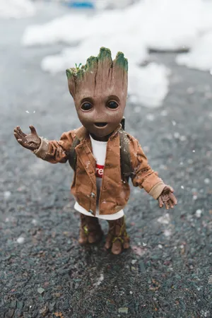 Toy Groot With Clothes Wallpaper