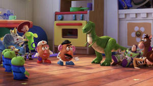 Toy Story Rex Talking With Mr. Potato Wallpaper