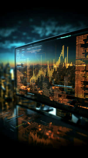 Trading Data Monitor City Background Wallpaper