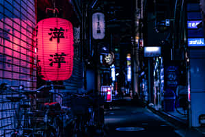 Traditional Japanese Neon Signage In Tokyo, Japan Wallpaper