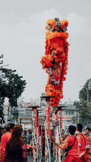Traditional Lion Dance Performance Wallpaper