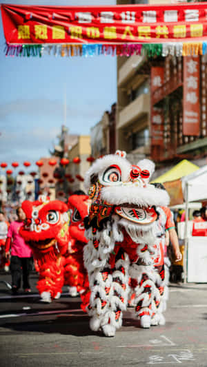 Traditional Lion Dance Performance Wallpaper