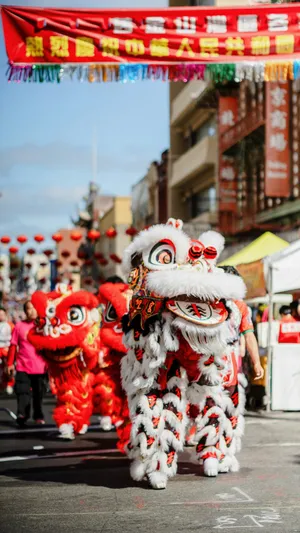 Traditional Lion Dance Performance Wallpaper