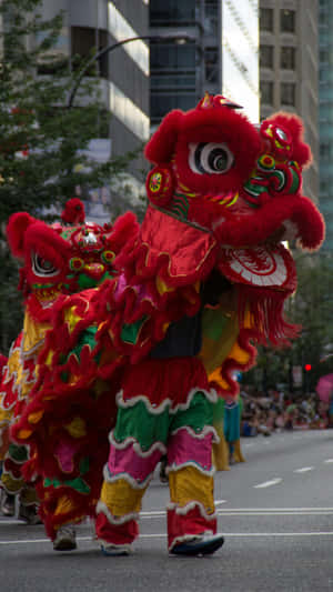 Traditional Lion Dance Performance Wallpaper