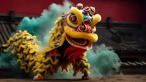 Traditional Lion Dance Performance Wallpaper