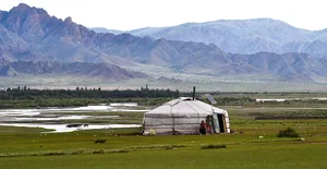 Traditional Mongolian Yurt In The Heart Of Altai Mountains Wallpaper