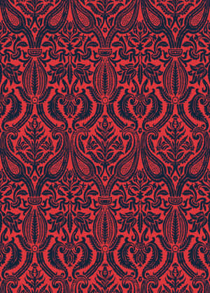 Traditional Red Damask Pattern Wallpaper