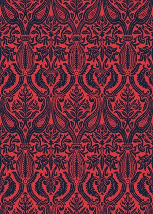 Traditional Red Damask Pattern Wallpaper