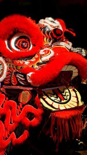 Traditional Red Lion Dance Costume Wallpaper