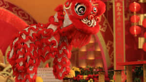 Traditional Red Lion Dance Wallpaper