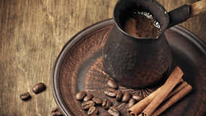 Traditional Turkish Coffee Preparation Wallpaper