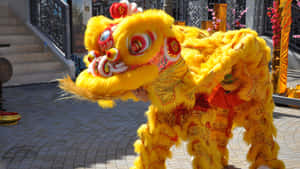 Traditional Yellow Lion Dance Wallpaper