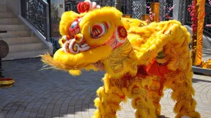 Traditional Yellow Lion Dance Wallpaper