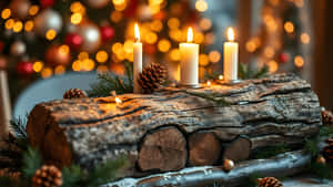 Traditional Yule Log Decoration Wallpaper