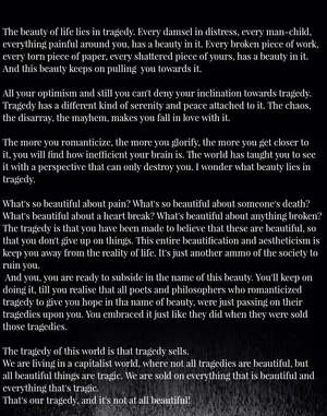 Tragedy Beauty Philosophy Quote Wallpaper
