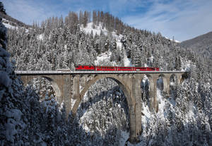 Train On The Swiss Alps Wallpaper