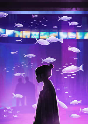 Tranquil Aquarium Encounter Wallpaper