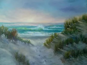 Tranquil Beach Art At Sunset Wallpaper