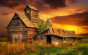 Tranquil Fall Barn Scene Wallpaper