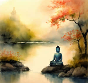 Tranquil_ Meditation_by_the_ Lake Wallpaper