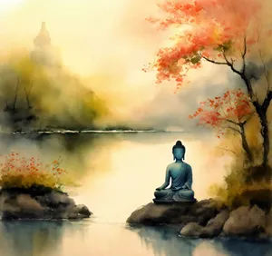 Tranquil_ Meditation_by_the_ Lake Wallpaper