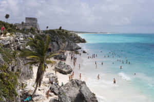 Tranquil Mexican Beach At Sunset Wallpaper