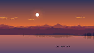 Tranquil Minimalist Sunset Wallpaper