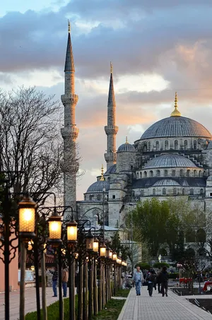 Tranquil Moment On The Street Near The Awe-inspiring Blue Mosque Wallpaper