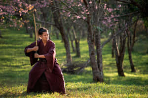 Tranquil Samurai Garden Sanctuary Wallpaper