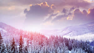 Tranquil Snowy Landscape During Winter Season Wallpaper