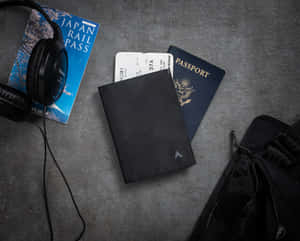 Travel Essentials Wallet Passport Boarding Pass Wallpaper