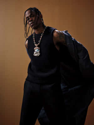 Travis Scott Stylish Pose Wallpaper