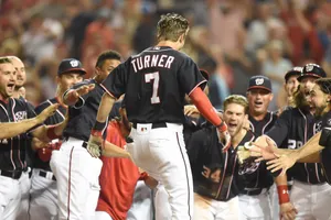 Trea Turner Celebration With Team Wallpaper