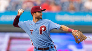 Trea Turner Philadelphia Phillies Action Shot Wallpaper