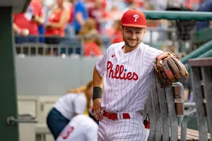 Trea Turner Phillies Smiling Dugout Wallpaper
