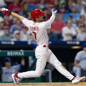 Trea Turner Phillies Swing Action Wallpaper