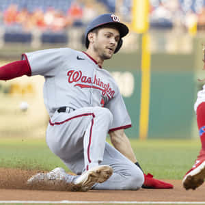 Trea Turner Sliding Into Base Wallpaper