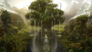Tree Of Life With Waterfalls Wallpaper