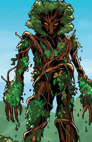 Treelike Superhero Illustration Wallpaper